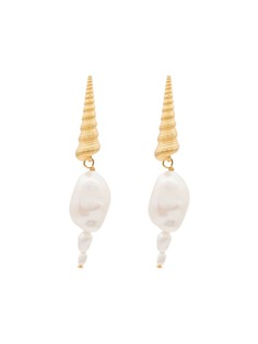 Anni Lu shell pearl drop earrings