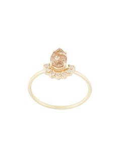 Natalie Marie 14kt yellow gold rutilated quartz and diamond ring