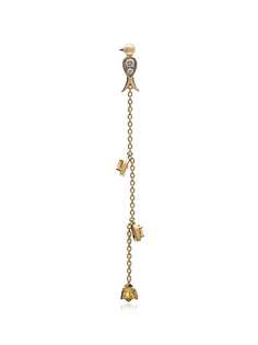 Yvonne Léon yellow gold diamond and sapphire drop earring