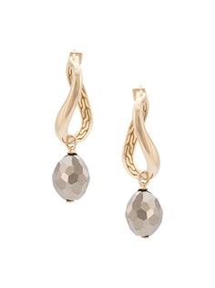 John Hardy Adwoa Aboah 18kt Yellow Gold And Pyrite Twisted Hoop Drop Stone Earrings
