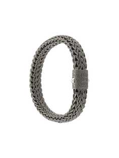 John Hardy Silver and Black Rhodium Classic Chain Flat Chain Bracelet