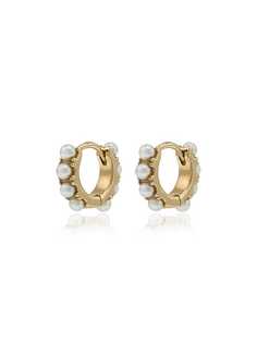 Rosa De La Cruz 18k yellow gold mini pearl hoop earrings