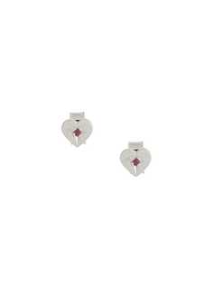 Meadowlark ruby heart stud earrings