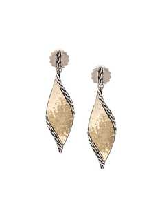 John Hardy 18kt yellow gold and sterling silver Wave Hammered Drop earrings