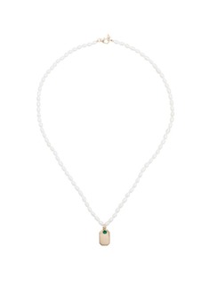 Loren Stewart 14K gold and pearl emerald pendant necklace