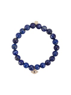 Sydney Evan "14kt gold, diamond and sapphire Evil Eye lapis lazuli beaded bracelet"