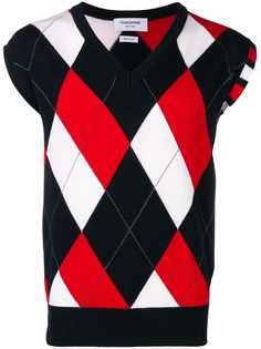 Thom Browne пуловер с V-образным вырезом в ромбик