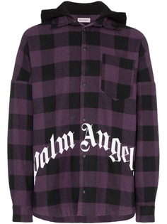 Palm Angels клетчатая рубашка с капюшоном
