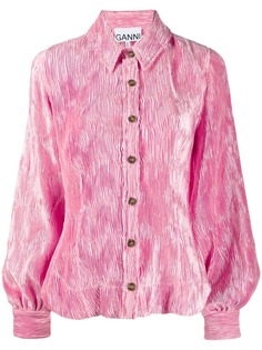 Ganni атласная блузка с плиссировкой