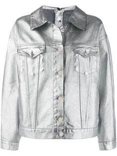 MSGM джинсовая куртка с эффектом металлик