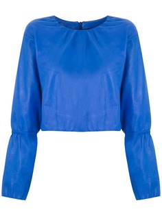 Clé leather elasticated cropped top
