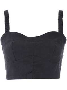 Framed linen cropped top