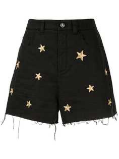 Saint Laurent star embroidered denim shorts