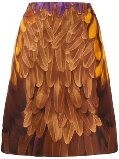 Prada Pre-Owned feather print skirt