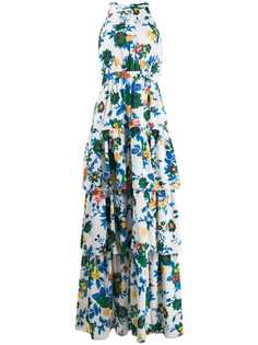 MSGM ярусное платье макси с цветочным принтом