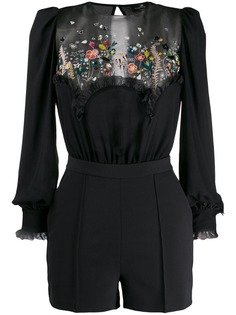 Elisabetta Franchi комбинезон с цветочной вышивкой