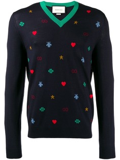 Gucci джемпер с узором и логотипом GG