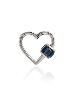 Marla Aaron blue sapphire and 14K white gold heart lock charm