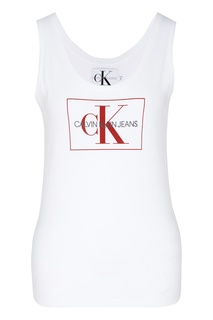 Белая майка с логотипом Calvin Klein