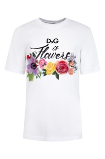 Белая футболка с принтом и аппликациями Dolce&Gabbana Children