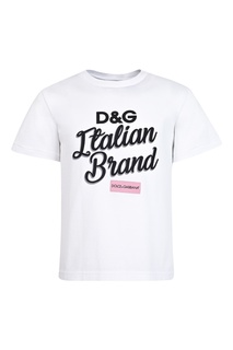 Белая футболка с принтом-логотипом Dolce&Gabbana Children