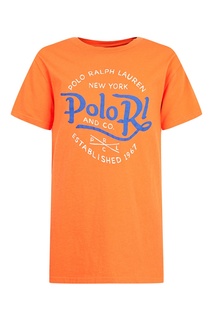 Оранжевая футболка с логотипом Polo Ralph Lauren Kids
