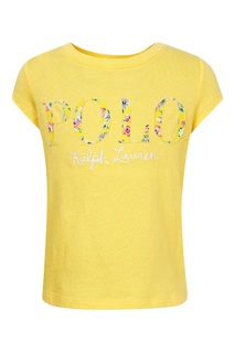 Желтая футболка с нашитым логотипом Polo Ralph Lauren Kids