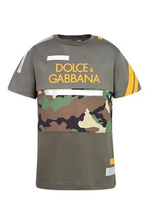 Комбинированная футболка с надписью Dolce&Gabbana Children