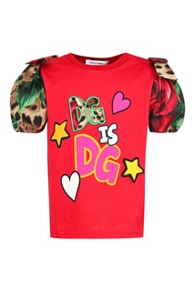 Комбинированная футболка с рукавами-фонариками Dolce&Gabbana Children