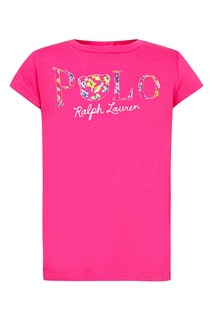 Розовая футболка с нашивкой-логотипом Ralph Lauren Kids