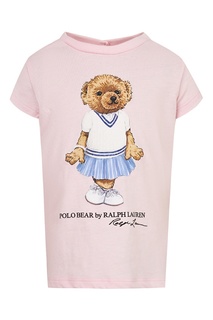 Нежно-розовая футболка с медвежонком Ralph Lauren Kids
