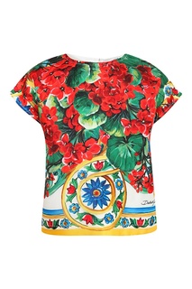 Комбинированная блузка с цельнокроеными рукавами Dolce&Gabbana Children