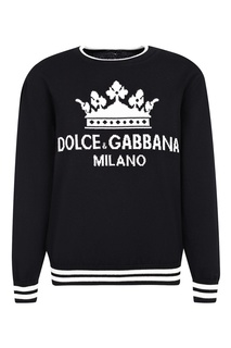 Черный джемпер с контрастной отделкой Dolce&Gabbana Children