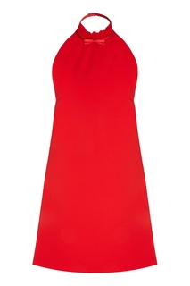 Красное платье мини с бантом на шее Miu Miu