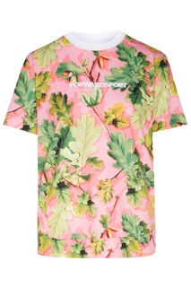 Розовая футболка с растительным принтом Fw Dlab