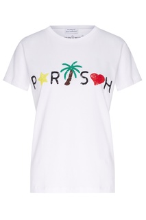 Белая футболка с надписью и рисунком P.A.R.O.S.H.
