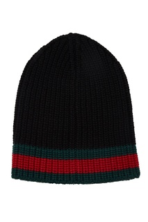 Черная шапка с полосами Web Gucci