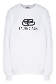 Белый свитшот с логотипом BB Balenciaga