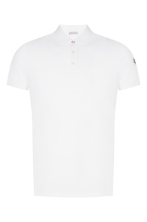 Белая футболка-поло на пуговицах Moncler