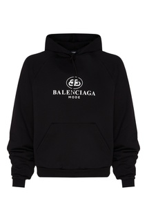 Черное худи с логотипом и монограммой Balenciaga Man