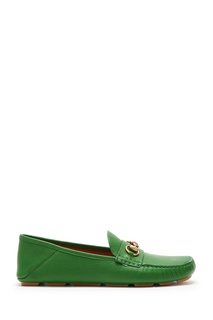 Зеленые кожаные мокасины Gucci