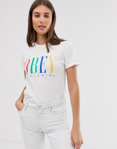 Свободная футболка с разноцветным логотипом Obey - Белый