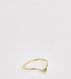 Серебряное кольцо с позолотой 18 карат и камнем изумрудного цвета Shashi - Золотой