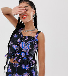 Топ-бюстье со шнуровкой и тропическим принтом COLLUSION - Мульти