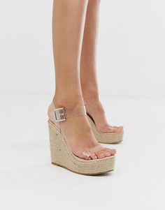 Эспадрильи на танкетке с прозрачными ремешками Truffle Collection - Бежевый