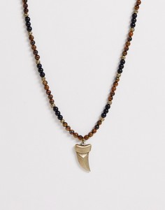 Ожерелье с подвеской и полудрагоценным камнем ASOS DESIGN - Коричневый