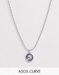 Серебристое ожерелье с шариковой цепочкой и подвеской-камнем ASOS DESIGN Curve - Серебряный