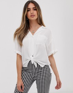 Рубашка с короткими рукавами и завязкой ASOS DESIGN - Белый