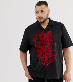 Черная рубашка с отложным воротником и принтом с изображением дракона Jaded London - Черный