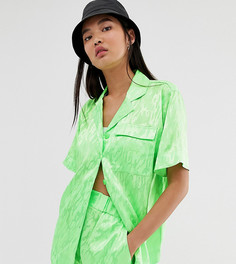 Жаккардовая рубашка с отложным воротником и камуфляжным принтом неоновой расцветки COLLUSION - Зеленый